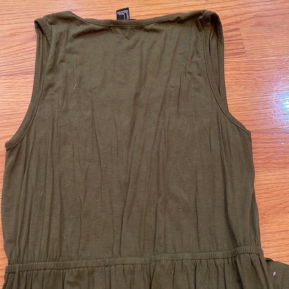 Women's Forever21 Hunter Green Olive Sleeveless Maxi Dress w/ Two Leg Slits - Picture 7 of 7